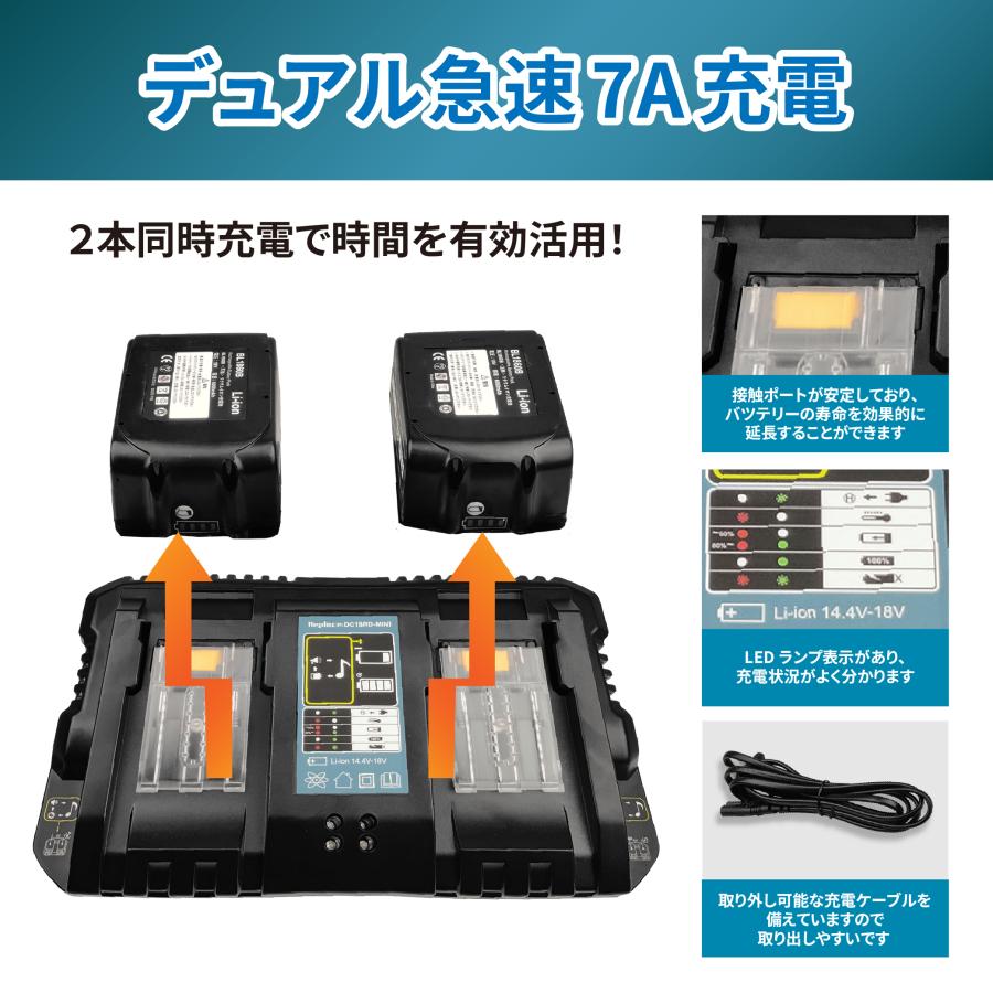 DC18RD 2口 充電器 チャージャー マキタ 互換 急速充電器 18V 14.4V バッテリー 対応 |  | 01