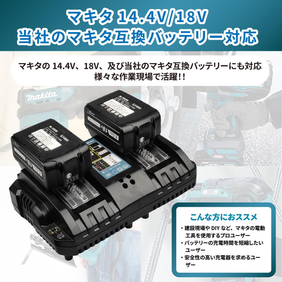 DC18RD 2口 充電器 チャージャー マキタ 互換 急速充電器 18V 14.4V バッテリー 対応 |  | 02