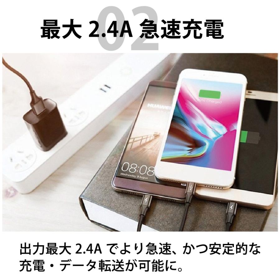 3in1 lightning 充電ケーブル 急速充電 1.1m 3台同時 3本セット 充電 USB タイプC iPhone microUSB type-C  iPhone/iPad/Android/MacBook/タブレット 送料無料 |  | 04