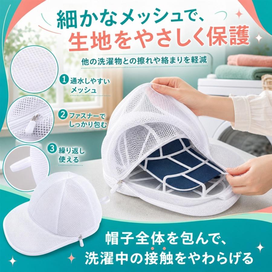 キャップウォッシャー 帽子 洗濯ネット 型崩れ防止 野球帽 洗濯機 丸洗い フレーム構造 立体キープ 繰り返し使える ゴルフ帽 スポーツキャップ 汗 汚れ 清潔 洗 |  | 06