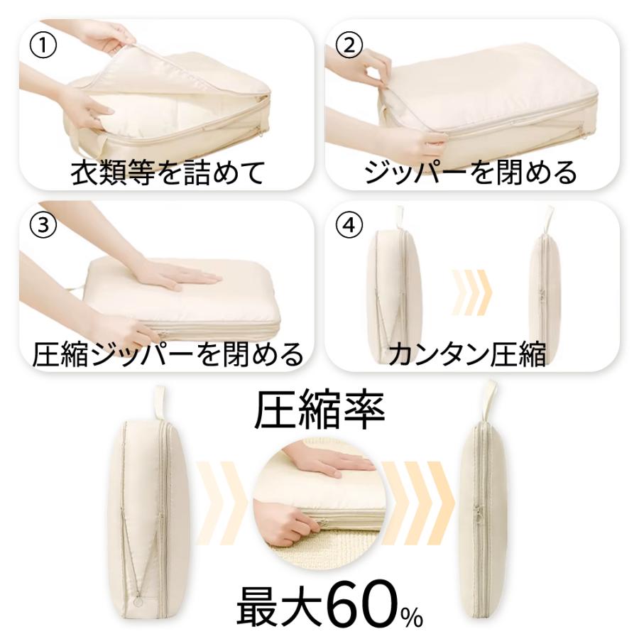 圧縮袋 ４色 トラベル 圧縮 ポーチ 衣類スペース 60％ 節約 旅行 収納ポーチ トラベルポーチ 軽量 送料無料 |  | 04