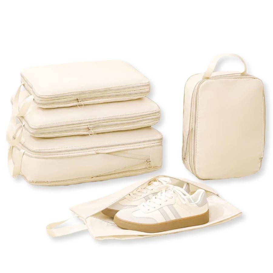 圧縮袋 ４色 トラベル 圧縮 ポーチ 衣類スペース 60％ 節約 旅行 収納ポーチ トラベルポーチ 軽量 送料無料 |  | 09