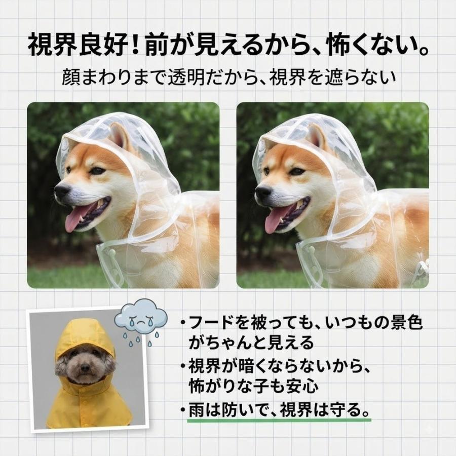 犬 レインコート 透明 カッパ ポンチョ 犬用 雨具 防水 小型犬 中型犬 散歩 梅雨 雨の日 着せやすい 軽量 通気性 視界良好 リード穴 ドッグウェア M L XL 2XL サ |  | 02