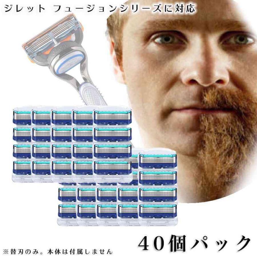 ジレット プログライド フュージョン Gillette 替刃 髭剃り 電動 40個入 互換品 替え刃 5+1 フレックスボール カミソリ 送料無料 | 