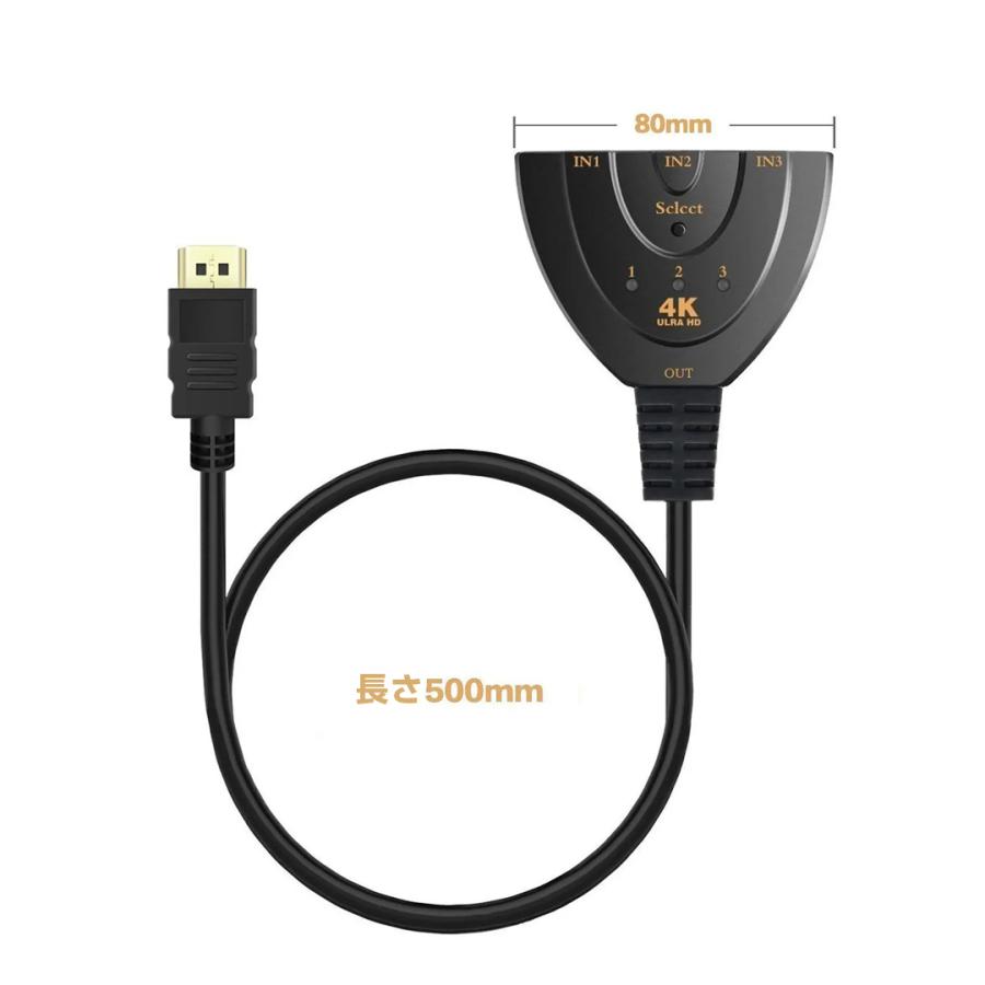 HDMI 切り替えスイッチ ３口 ３in１  ３ポート ４K フルHD1080P 高速HDMIケーブル付き 送料無料 |  | 04