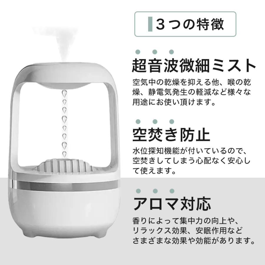 反重力加湿器 反重力水滴加湿器 加湿器 反重力 水滴の流れ 静音 ストロボ効果 反重力 500ml オフィス 家庭用 面白い お手入れ簡単 水入れ簡単 大容量 送料無料 |  | 02