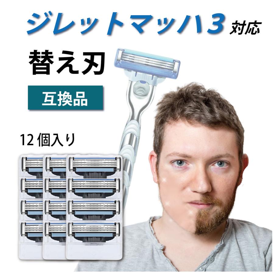 ジレット マッハシン3 Gillette Mach3 3枚刃 シンスリー マッハ3 替刃 互換品 12個入り カミソリ 髭剃り 送料無料 ソレルン | 