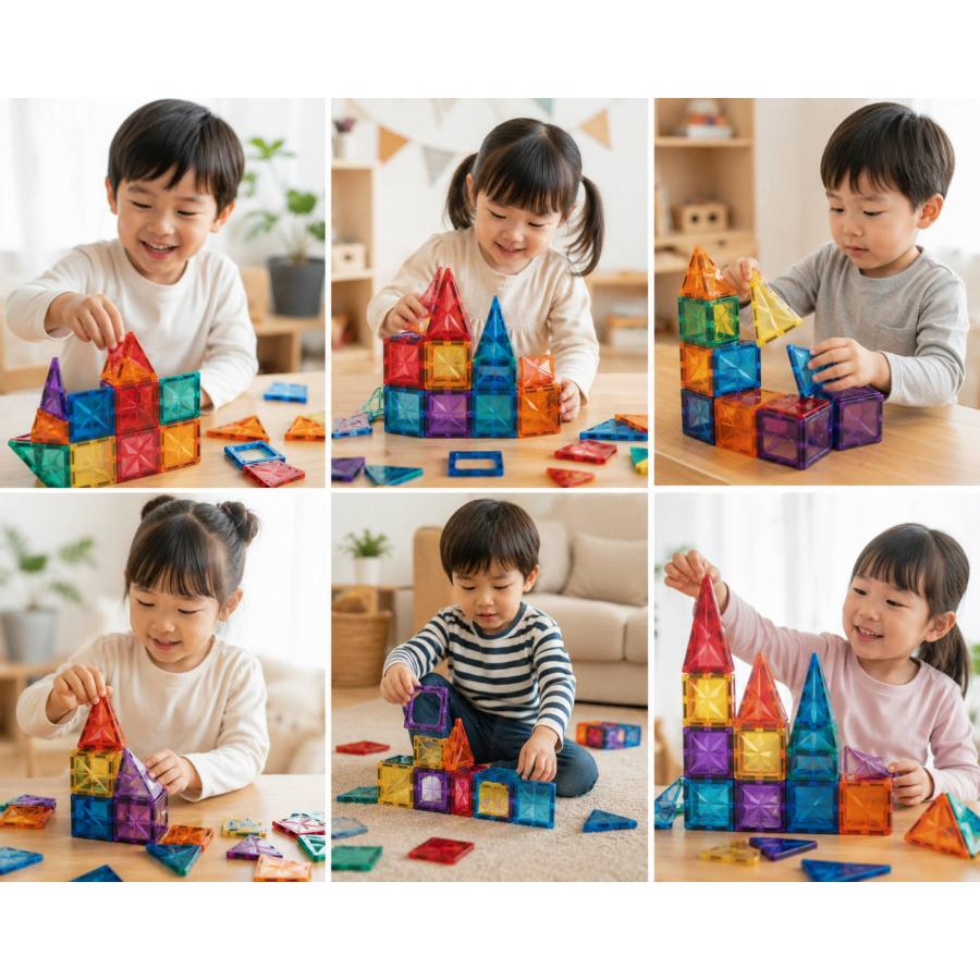 マグネットパズル ミニ マグネットブロック 知育玩具 磁石おもちゃ 磁気パズルおもちゃ 知育パズル 磁石ブロックおもちゃ 幼児パズルブロック 幼児知育玩具 空間 |  | 04