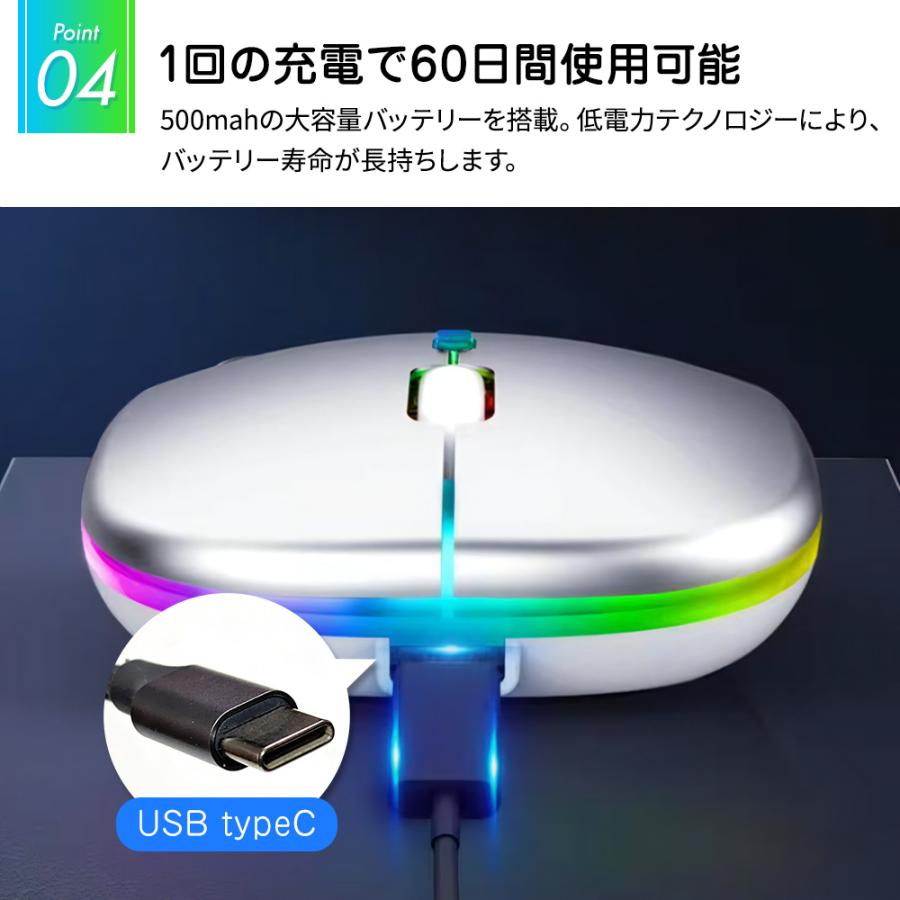 ワイヤレスマウス 充電式 薄型 軽量 無線 ワイヤレス 2.4G 5.0G windows mac chrome 静音 ロジクール からの買い替えに 送料無料 爆買 |  | 04