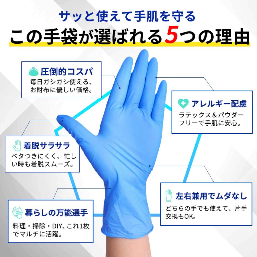 ニトリル手袋  使い捨て 抗菌 パウダーフリー 調理 清掃 業務用 S M L 100枚 200枚 300枚 400枚 まとめ買い 粉なし 耐久 無臭 使い捨て手袋 |  | 01