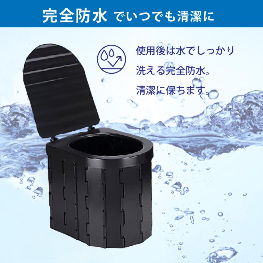 折り畳み式 便器 便座 簡易トイレ ブラック ゴミ箱 非常用トイレ 野外用トイレ 車載トイレ 携帯トイレ 便器  耐荷重200kg 子供 大人 送料無料 |  | 02