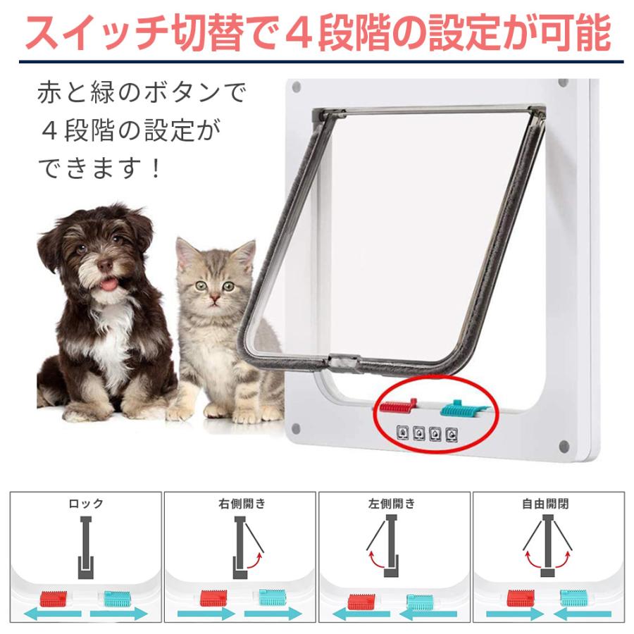 ペットドア Lサイズ 猫 小型犬 簡単設置 出入り口 出入り調整 調整機能 空室対策 しつけ 送料無料 |  | 03