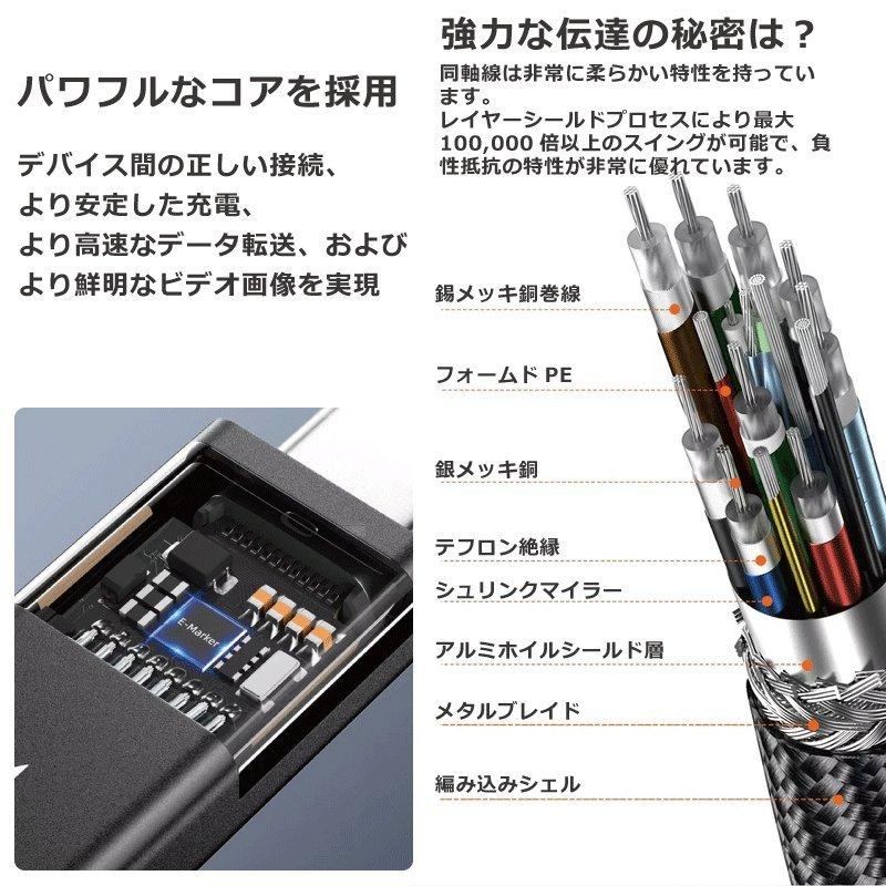 サンダーボルト4 ケーブル 1m Thunderbolt 4 USB-C 100W出力 8K対応 40Gbps 高速データ転送 MacBook Air Pro iPad Pro 送料無料 |  | 02