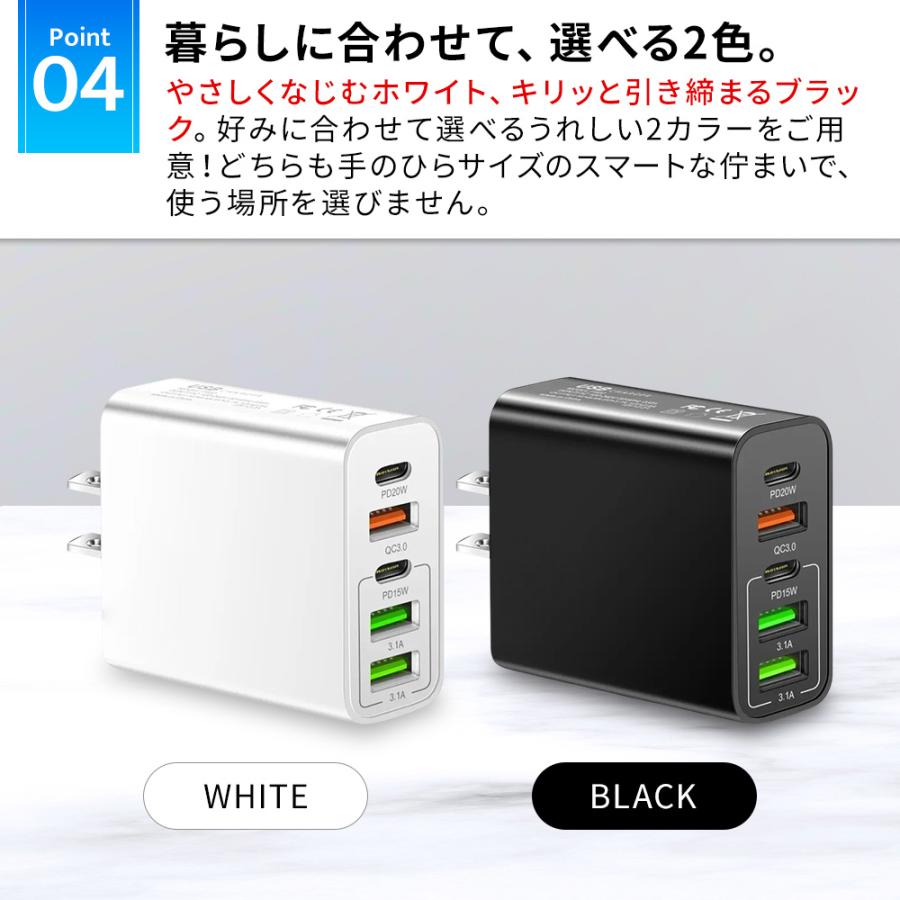 タイプC USB コンセント 急速充電器 20W ACアダプター 5ポート USB x3 タイプc x2 type-C QC3.0 PD iPhone/iPad/Android/MacBook/タブレット 送料無料 |  | 04