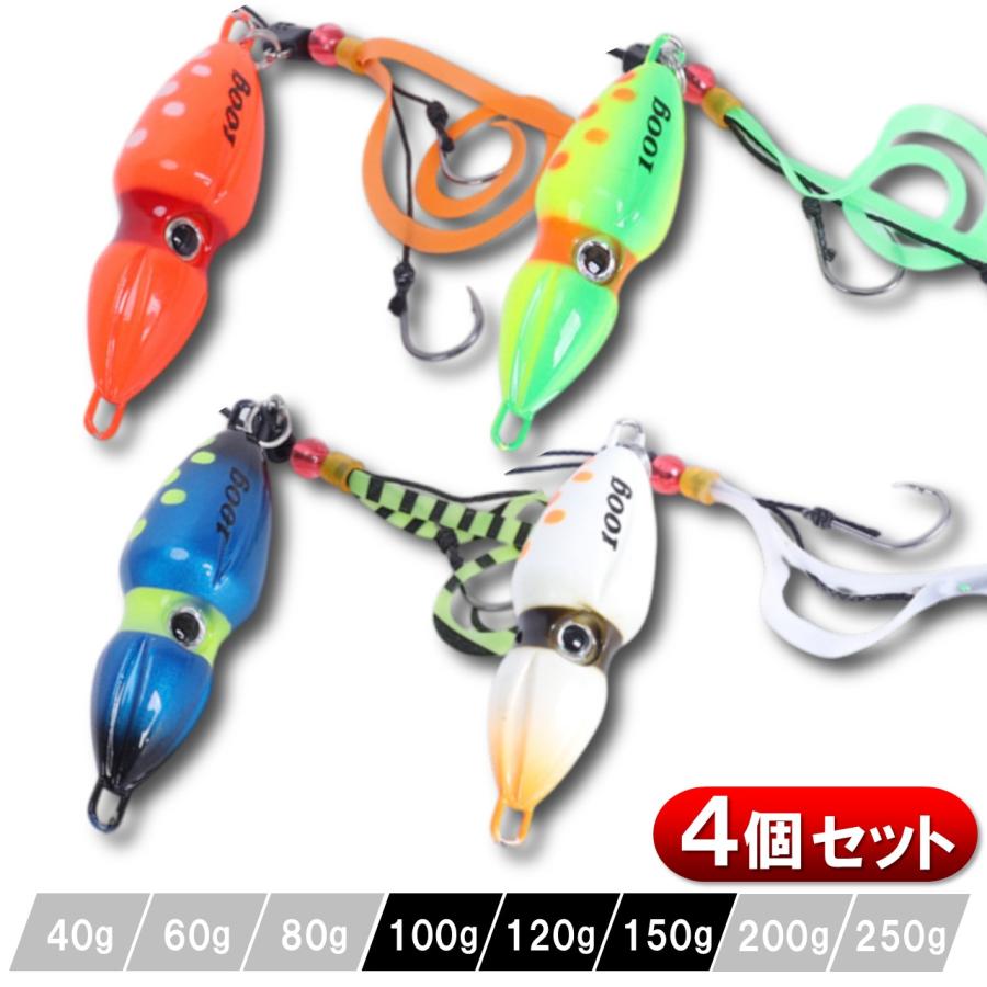タイラバオモック4個セット フック ネクタイ スライダー付 100 120