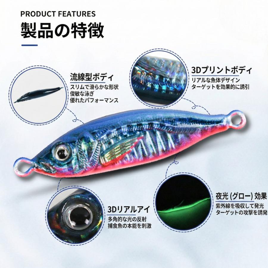メタルジグ 2個セット アシストフック付き 60g 80g リアル豆アジ