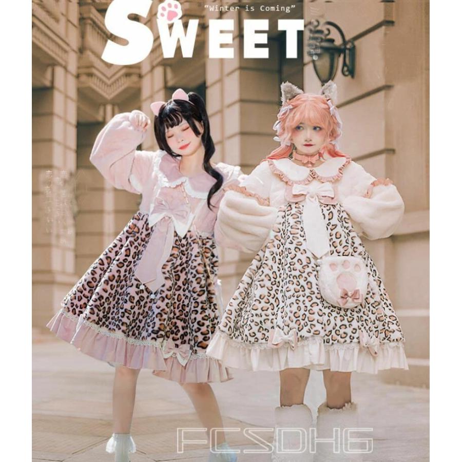 BABY　ワンピース　袖取り外し可　汚れとレースのはずれ箇所あり　ロリータ もこもこ ロリータ ワンピース 長袖 厚手 秋冬 膝丈 可愛い ロリータ服