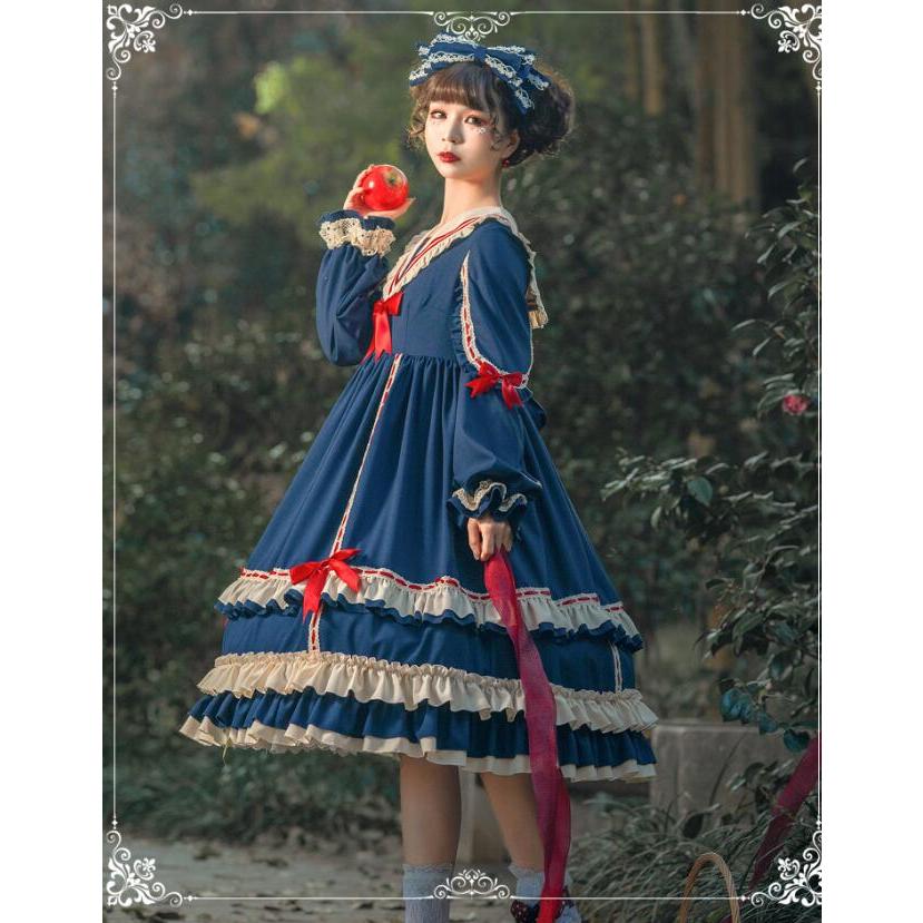 ロリータ ドレス ゴスロリ＆ロリータ服 長袖 ワンピース 膝丈 ミモレ丈
