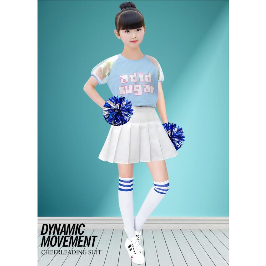 チアダンス衣装女の子女性応援団チアリーディング演出服Tシャツ+