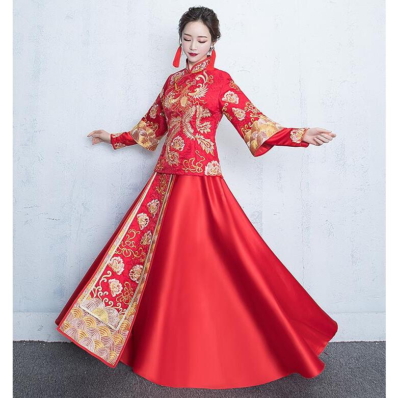 中国風ウエディングドレス 赤 中国古代宮廷風唐装?漢服中華服?舞台服装