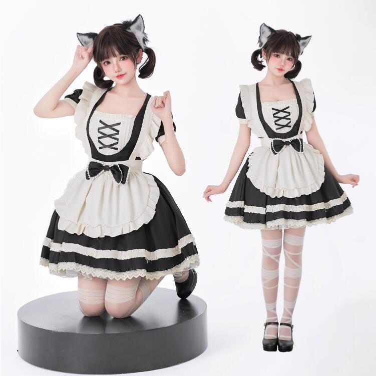 バラ売り可能　ふくメイト衣装 AMNESIA ワンドオブフォーチュン 女の子 メイド服 メイド コスプレ衣装 膝丈 ドレス Halloween 変身仮装