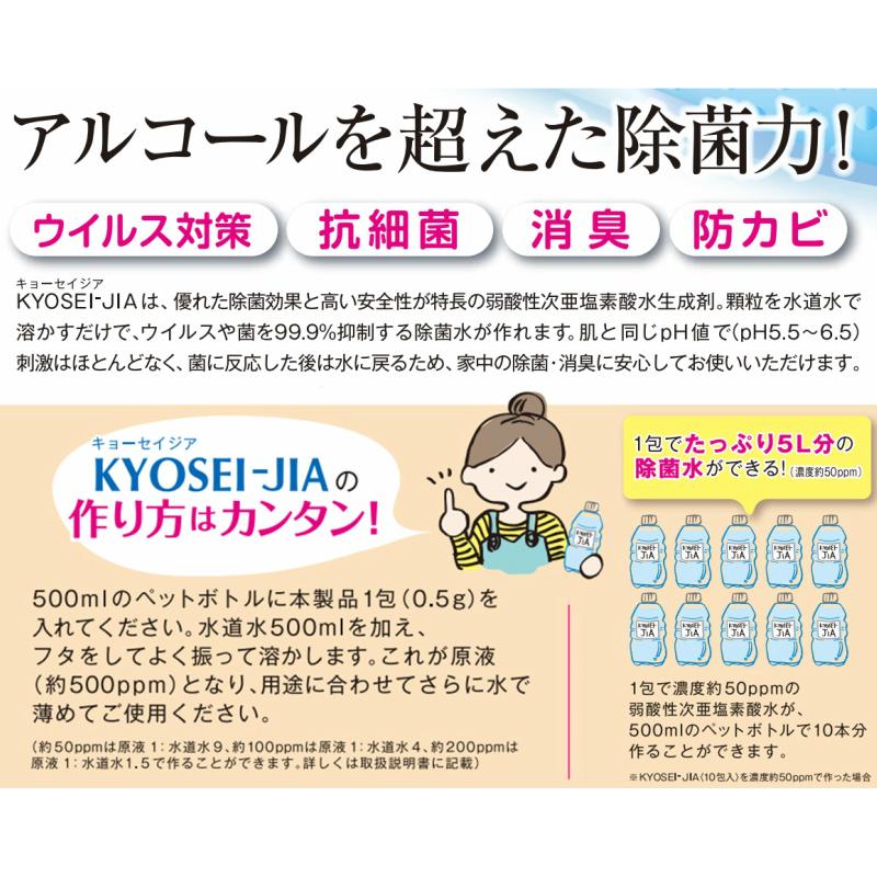 日本製 500ml 100本分 PH値5.5〜6.5 弱酸性次亜塩素酸生成剤 0.5g×10包 原液濃度500ppm 50ppm〜500ppm濃度調整可能 アルコールを超えた除薗力 KYOSEI-JIA :KYOSEI-JIA-10:AOHIRO KING Yahoo!店 - 通販 - Yahoo!ショッピング 日本製 500ml 100本分 PH値5.5〜6.5 弱酸性次亜塩素酸生成剤 0.5g×10包 原液濃度500ppm 50ppm〜500ppm濃度調整可能 アルコールを超えた除薗力 KYOSEI-JIA :KYOSEI-JIA-10:AOHIRO KING Yahoo!店 - 通販 - Yahoo!ショッピング