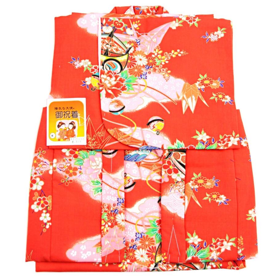 新発売 モスリン祝着 6 女の子 1歳 毛100 赤橙 花柄 Rehabatriversedge
