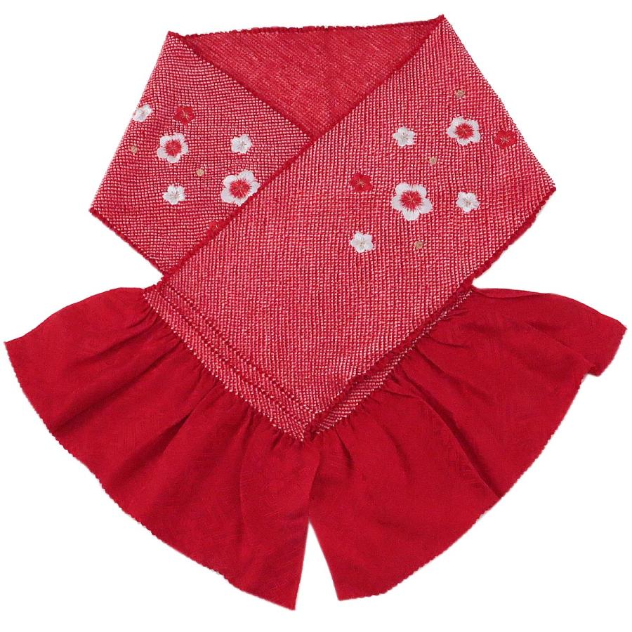 総絞り帯揚げ 振袖用 -2M- 正絹 鹿の子絞り 四つ巻き 刺繍入り 総絞り帯揚げ 振袖用 -2M- 正絹 鹿の子絞り 四つ巻き 刺繍入り