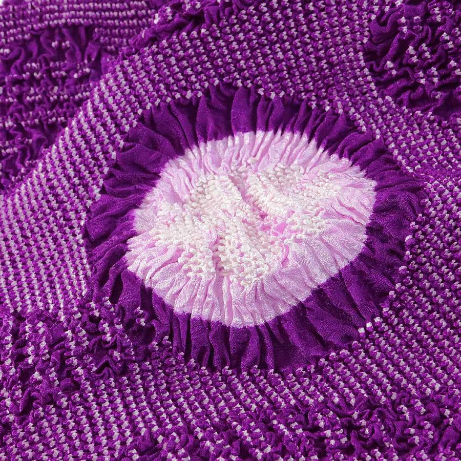 鹿の子絞り総絞りの振り袖用反物紫色