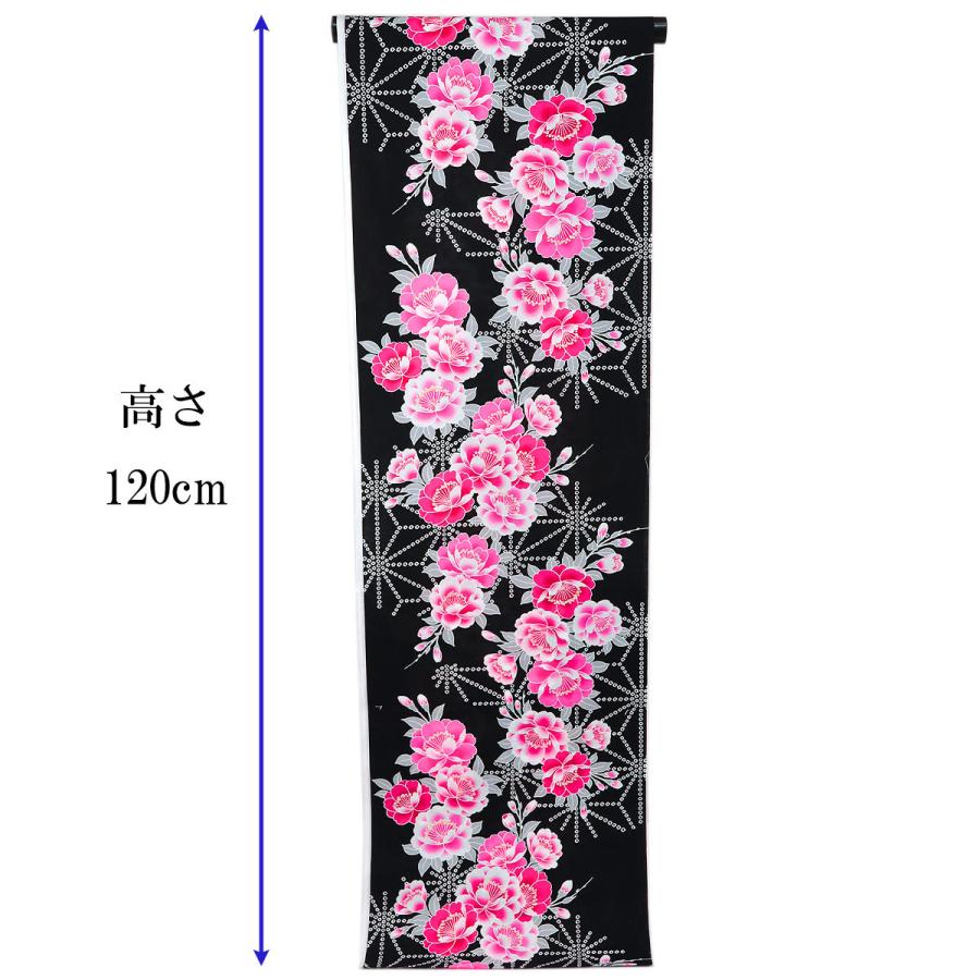 浴衣反物 レディース -4A- 綿100% 日本製 ガミング加工 桜 黒 浴衣反物 レディース -4A- 綿100% 日本製 ガミング加工 桜 黒