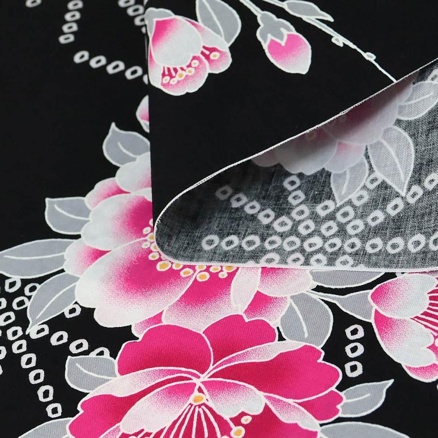浴衣反物 レディース -4A- 綿100% 日本製 ガミング加工 桜 黒 浴衣反物 レディース -4A- 綿100% 日本製 ガミング加工 桜 黒