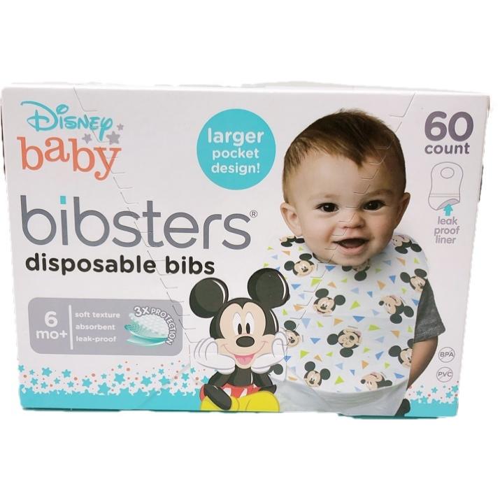 ミッキー柄 ディズニー ビブスター 赤ちゃん ベビー用品使い捨てエプロン 60枚入り可愛いミッキーマウスdisney