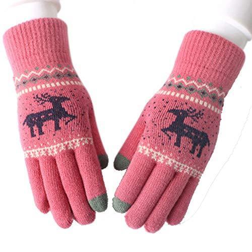 686円 高級ブランド Qintian レディース ニット 手袋 フルフィンガー 冬のミトン 女性手袋 厚手 かわいいエルク鹿スノーフレーククリスマスギフト 学生手