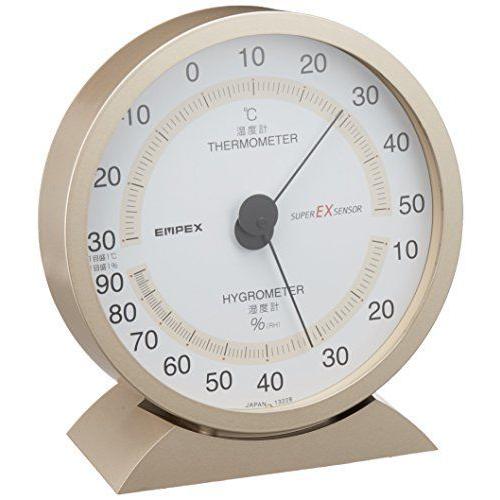 エンペックス気象計 温度湿度計 スーパーEX 温湿度計 置き掛け兼用 日本製 シャンパンゴールド EX-2718