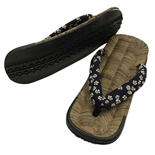 江戸てん 雪駄 草履 タイヤ底 カラス竹 クッション鼻緒 日本製 桜 L