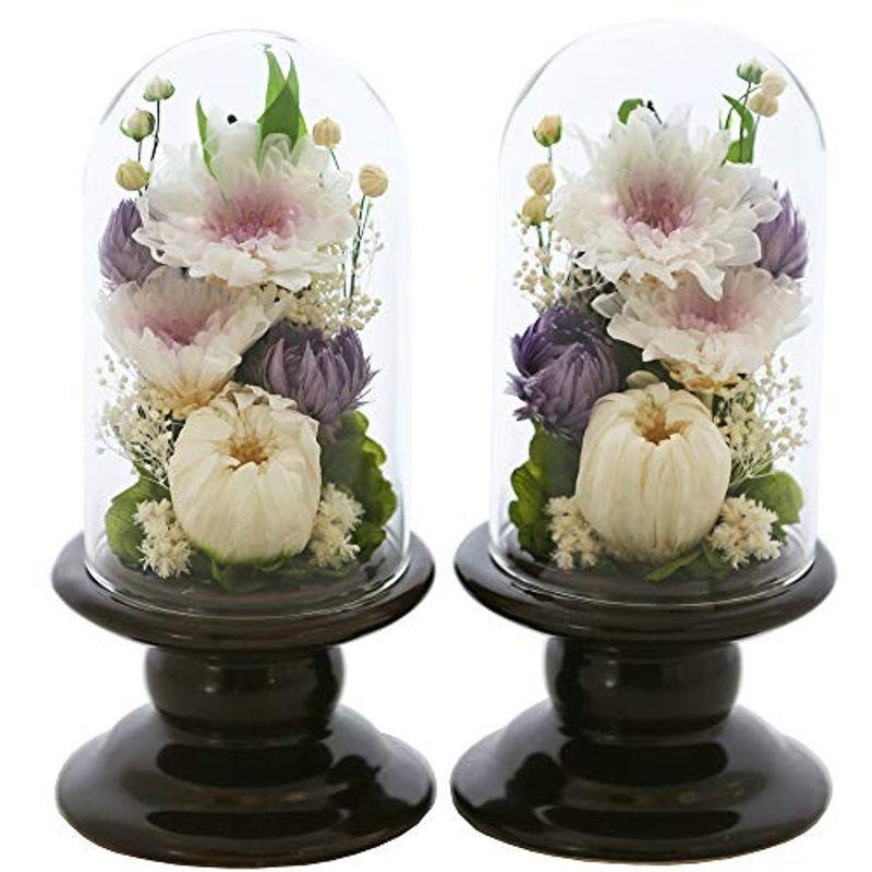 アートフォーシーズン 仏花 ●（茶系）ミニ輪菊glass 対デザイン２個SETホワイト プリザーブドフラワー