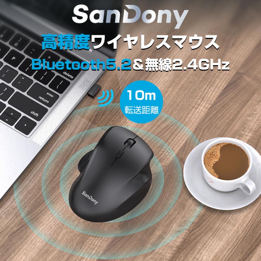 ワイヤレス マウス 無線マウス Bluetoothマウス 超静音 光学式 高感度 3段階DPIモード 5ボタン バッテリー内蔵 ac/Windowsなど対応 ブルートゥース｜aoi0828-store｜02