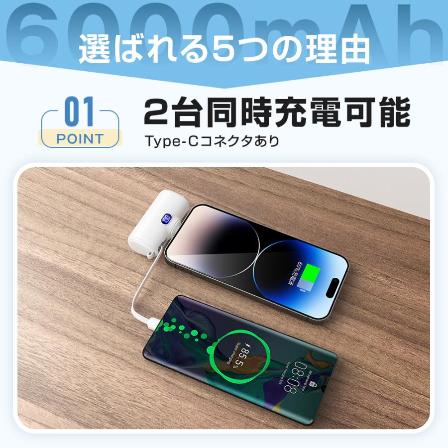 モバイルバッテリー 6000mAh 小型 大容量 2.1A急速充電 超ミニ モバイルバッテリー 6000mAh 小型 大容量 2.1A急速充電 超ミニ