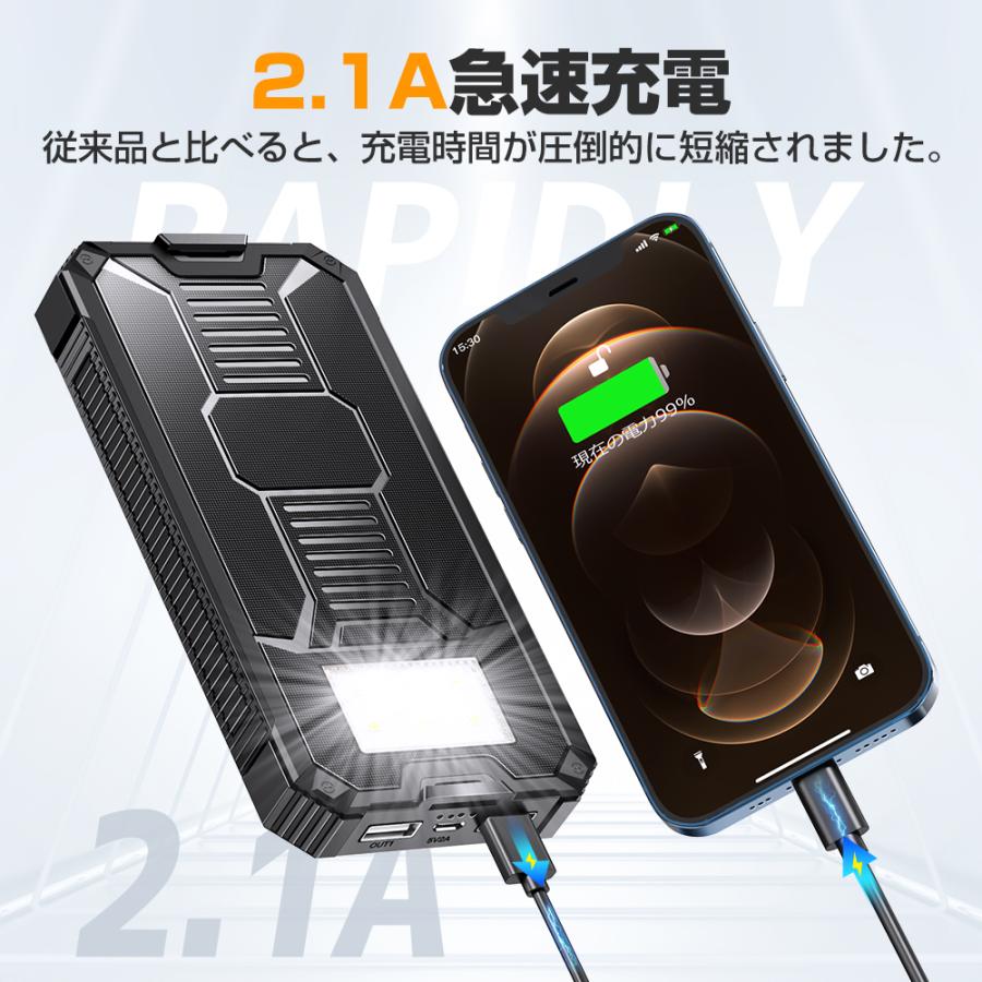 モバイルバッテリー ソーラーチャージャー 大容量 15000mAh 軽量