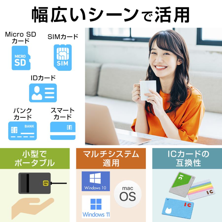 多機能ICカードリーダー マイナンバー対応 確定申告 USB e-Tax対応 多機能接触型 Windows カードリーダー 設置不要 自宅で確定申告 納税 SDカード SIMカード対応｜aoi0828-store｜08