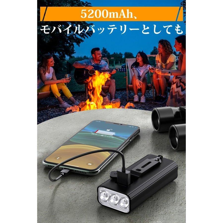 自転車 ライト led usb 充電式 モバイルバッテリー 5200mAh