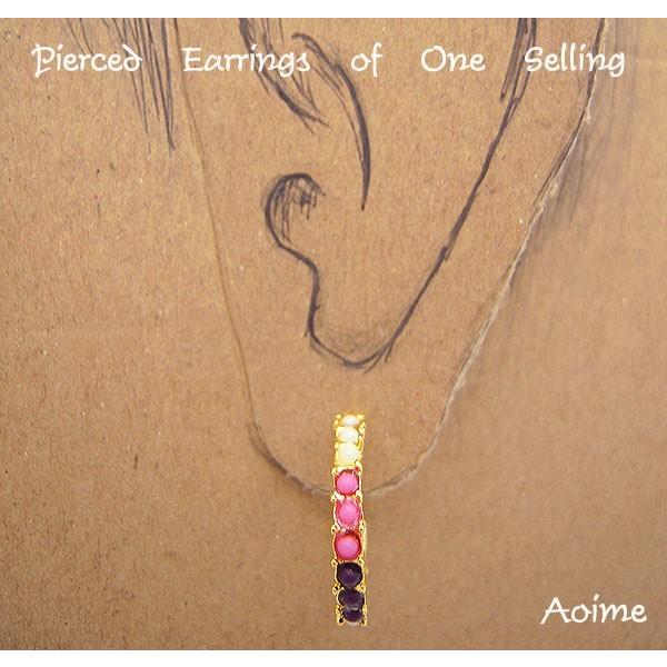 ピアス 15石 ハーフムーン スタッドピアス パヴェピアス アクセサリー