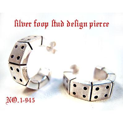 メンズピアス】4ドットライン/C型スタッド/シルバーピアス（片売り 