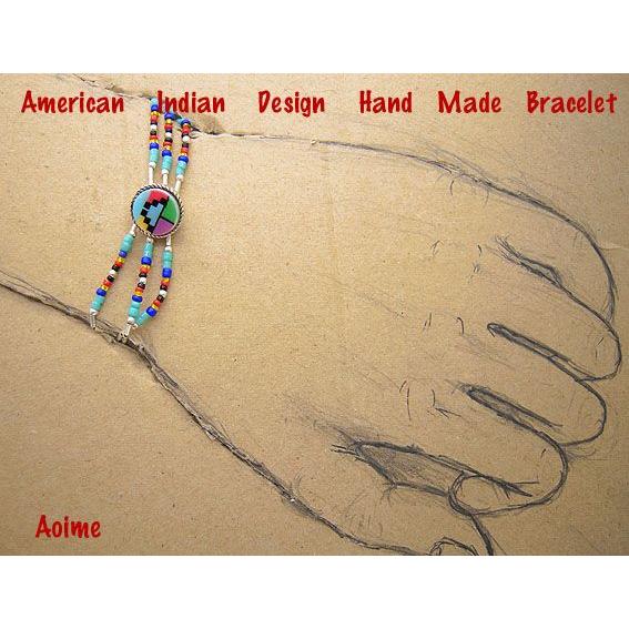 インディアン ビーズワーク レザー ネイティブ ビーズ バングル