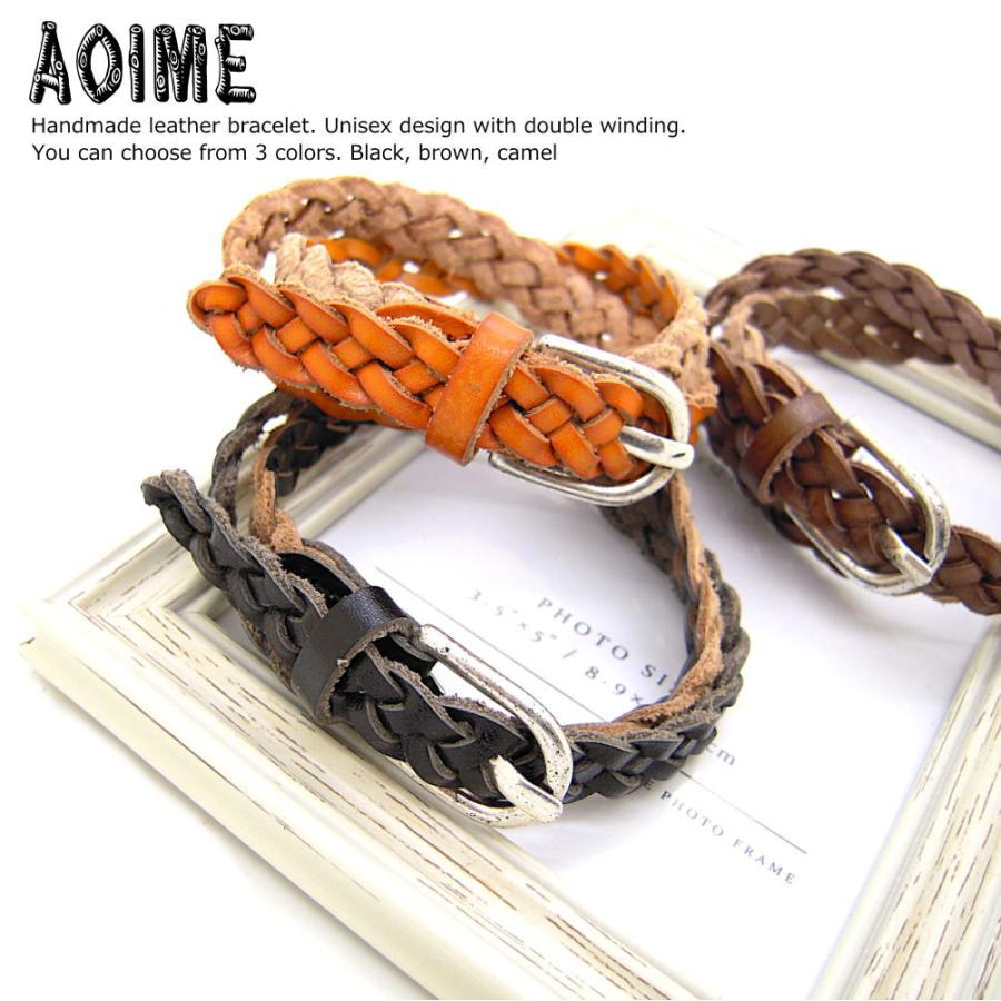 裏革4つ編み 本革 レザー 2重 ブレスレット 1重ネックレス ベルト