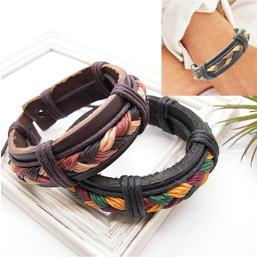 三つ編み レザー 革 フリーサイズ ブレスレット 手作り ハンドメイド