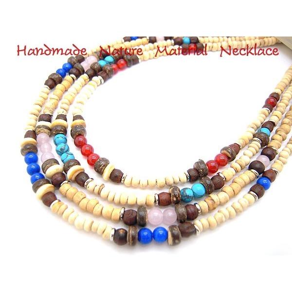 天然石 ストーン ココナツビーズ ウッドビーズネックレス オリジナル