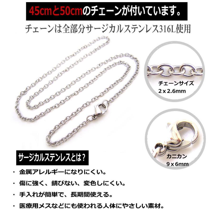 ペア (2個セット) 銀 トップ と ステンレス製チェーン シルバー