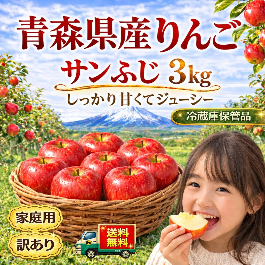 返金保証！スマートフレッシュ！青森県産 りんご 訳あり サンふじ 3kg