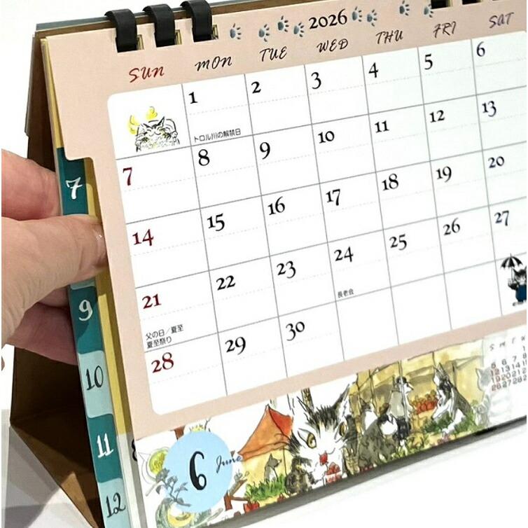 ダヤン カレンダー 2026 わちふぃーるど 卓上カレンダー デスク